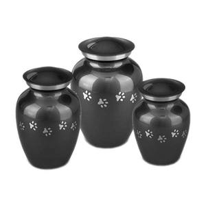 Lot de 3 urnes de crémation Design moderne feuille gravée métal laiton couvercle Domtop Urn de crémation pour animaux de compagnie - Product Image 3