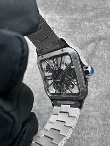 Reloj Mecánico de Diseño Personalizado con Esfera Rectangular, Moissanita VVS, Diseño Hueco con Incrustaciones de Gemas, Reloj de Hombre de Alta Calidad - Product Image 3