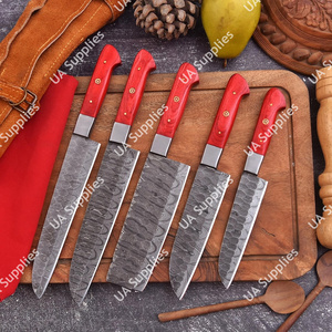 OEM/ODM Support Customized Damascus Steel 5 Pcs Handmade Chef <b>Knives</b> <b>Set</b> Pakka Wood Handles 58 HRC Razor <b>Sharp</b> - Product Image 4