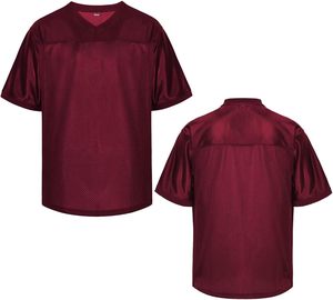 <b>Maroon</b> V-Neck Mesh Football Jersey Short Sleeve Breathable Adult Unisex Polyester Uniform - Product Image 1