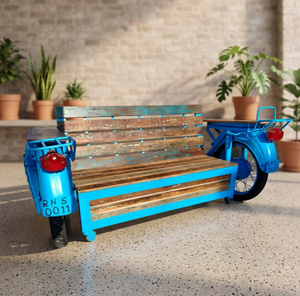 Vintage Reproduction Bullet <b>Sofa</b> Bench Automotive Themed Furniture Made from <b>Old</b> Vehicle Metal and Wood for Interiors - Product Image 1