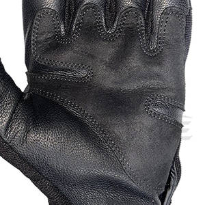 Gants de moto noirs à doigts entiers avec protection des articulations, en cuir, spandex et daim, avec protection personnalisée contre les chocs - Product Image 6