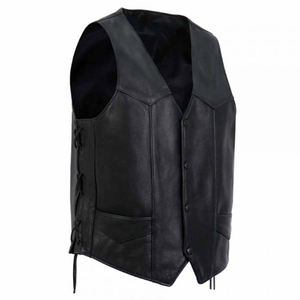 Veste en cuir unisexe personnalisable de qualité supérieure, style western, col en V, avec boutons décoratifs, pour la conduite de moto en hiver - Product Image 2