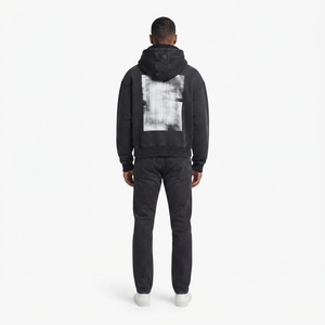 Sweat à capuche oversize en molleton Sherpa bio pour homme, effet vieilli, style streetwear de luxe, hiver - Product Image 2