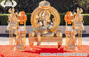 Estatua de Ganesha con Chhatar para decoración de salón de bodas, estatua de Ganesha FRP para boda, estatua dorada de Ganesha para decoración de boda - Product Image 6