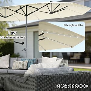 Ombrellone Solare Bianco Crema per Esterni, Terrazze e Cortili, Protezione Solare - Product Image 3