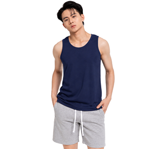 Camiseta sin mangas de algodón blanca para hombre, cuello redondo, color sólido, estilo casual, transpirable, tejido de punto - Product Image 4