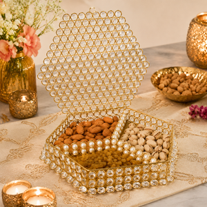 Caja de Almacenamiento Decorativa de Cristal de Lujo |   Caja de Joyería y Decoración para el Hogar de Cristal Dorado - Product Image 6