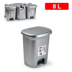 ถังขยะแบบเหยียบสีเงิน 8 ลิตร รุ่นใช้งานได้จริง - Product Image 1