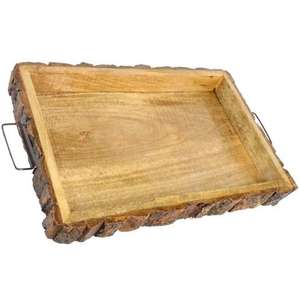 Plateau de service rectangulaire en bois de style médiéval pour la maison, les mariages, les hôtels, les tables, les fruits, les aliments. - Product Image 1