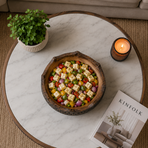 Tazón para Ensalada de Madera de Acacia Hecho a Mano de Primera Calidad, Tazón Rústico de Madera para Servir, Ecológico, para Frutas, Aperitivos, Vajilla Decorativa para la Mesa de Cocina - Product Image 2