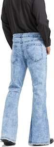 Jean décontracté pour homme, coupe droite, 100 % coton, délavé, respirant, hiver, jambe large, coupe slim évasée, vente en gros, OEM disponible - Product Image 3