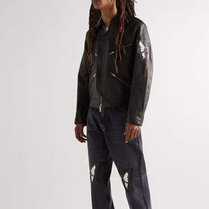 Chaqueta de Cuero 100% Personalizada, Último Diseño, Estilo Urbano Moderno con Mangas Largas de Lona y Cremallera Frontal con Logotipo - Product Image 2