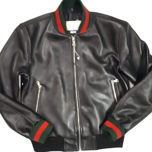 แจ็กเก็ตหนังสีดำคุณภาพสูงสำหรับผู้ชายแจ็คเก็ตหนังแท้แจ็กเก็ตหนังแท้พร้อมแผ่นปะ - Product Image 3