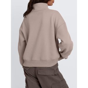 Trendy Queen Womens Pull court surdimensionné Sweatshirts Quarter Zip Pull à capuche en soie pour l'automne hiver - Product Image 4