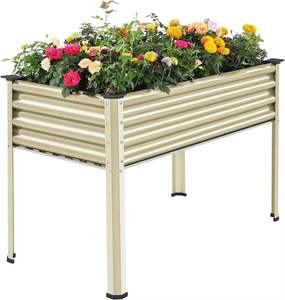 Jardinera Elevada con Estante Inferior, Caja de Metal para Plantas, Soporte Elevado para Cultivo de Flores, Vegetales y Hierbas en Exteriores, Almacenamiento - Product Image 4