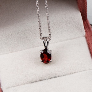 Última Colección de Joyería Clásica Hecha a Mano en Plata de Ley 925 para Mujer, Collar con Granate Natural en Forma Ovalada para Bodas y Fiestas - Product Image 6