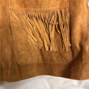 Veste en cuir suédé marron avec franges et ceinture, taille L pour femme, best-seller 2026 - Product Image 6