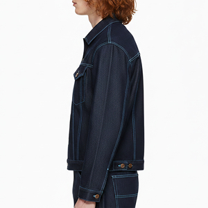 Veste en jean pour homme, style streetwear décontracté, en coton, vente en gros, production OEM en usine - Product Image 5