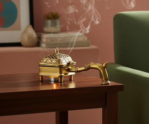 Elegante Quemador de Incienso Dhoop Dani de Latón con Asa para el Hogar, Templo, Pooja y Decoración Espiritual - Product Image 2