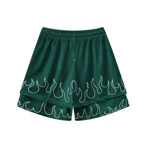 Custom Logo Men <b>Mesh</b> Gym <b>Shorts</b> Flame Print Breathable Summer Casual Wear Double Layer <b>Mesh</b> <b>Short</b> OEM ODM Manufacturer - Product Image 4