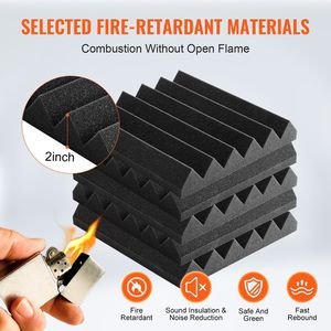 Paneles de Espuma Acústica de Alta Densidad, Paquete de 36, 12 x 12 x 2 Pulgadas, Paneles de Pared Insonorizantes, Resistentes al Fuego, Amortiguadores de Sonido - Product Image 3