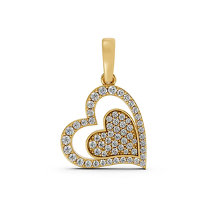 Pendentif double cœur en or 10K avec diamant de laboratoire certifié IGI, monture pavée, bijoux fins de luxe romantiques pour femme, cadeau et soirée - Product Image 5