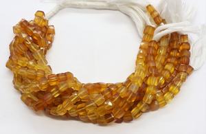AAA Natural Rare Yellow Calcite Cube <b>Gemstone</b> Beads 5.5-6 MM Yellow Shaded Box Shape 8 Inch Faceted Square Calcite Beads Bulk - Product Image 2