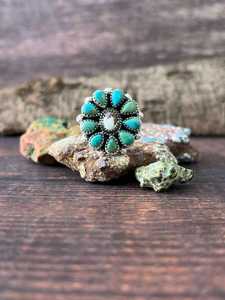 Kingman Turquoise Wild Horse Magnesite <b>Adjustable</b> <b>Ring</b> Handmade Sterling Silver Southwestern Boho Artisan Jewelry - Product Image 5
