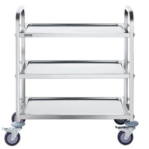 Carrello Multiuso a 3 Ripiani in Acciaio Inox, Capacità 400 Libbre, con Ruote Universali Bloccabili per Laboratorio e Clinica - Product Image 1