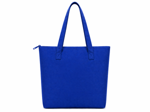Sac fourre-tout en toile bleu royal avec imprimé géométrique, fermeture éclair, style minimaliste, sac de shopping - Product Image 3