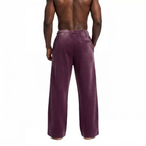Wholesale Casual High Waist Worsted Acid Washed Baggy Wide Leg Sweatpants Custom Logo Distressed Sun Faded Men's Trousers - Product Image 4