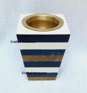 Ensemble brûleur à bakhoor en matériaux écologiques avec design rayé en bois et résine, insert en laiton, décoration d'intérieur, brûleur d'encens au meilleur prix - Product Image 4