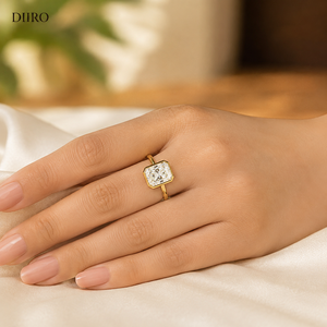 Women's 18K Yellow Gold <b>Moissanite</b> Engagement Ring Bezel Setting Classic Rediant Cut Diamond <b>Jewelry</b> - Product Image 6