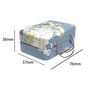 Caja Metálica Vintage con Mapa del Mundo, 76x56x36mm, Mini Maleta de Metal con Asa para Regalos, Impresión Personalizada - Product Image 2