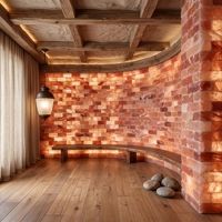 Briques et carreaux de sel rose de l'Himalaya pur pour la thérapie par le sauna, les murs de spa et la décoration intérieure architecturale moderne