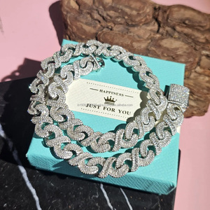 Iced 15mm Simulated Diamond Infinity Link Hip Hop Baguette Moissanite <b>Necklace</b> Personalized Size <b>Women</b> <b>Sterling</b> <b>Silver</b> Jewelry - Product Image 5