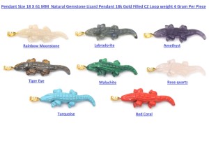 Colgante de Lagarto con Piedra Preciosa Natural, Chapado en Oro de 18K, con Cierre de CZ, 18x61mm, Colgantes Unisex con Temática Animal, para Fiestas y Uso Diario - Product Image 2