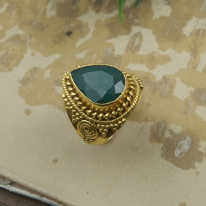 100% Genuine Green Emerald <b>925</b> <b>Silver</b> <b>Ring</b> Vintage Handmade Boho Statement <b>Ring</b> Rose Gold Yellow Gold Plated Jewelry for unisex - Product Image 3