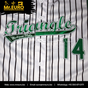 Maillot de baseball unisexe à rayures fines, manches courtes, col en V, personnalisable, sublimé, en polyester anti-humidité, coupe ample pour adulte, avec boutons - Product Image 5