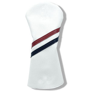 Housse de tête de club de golf en cuir véritable imperméable de haute qualité, personnalisée, avec des rayures rouges et noires, fermeture élastique auto-fixante - Product Image 6