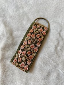 Floral Embroidered Lace Key Chain Fabric Strap Woven <b>Keyring</b> Decorative Bag Accessory Handmade keychain gift bohemian indian - Product Image 4