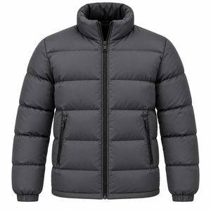 Custom Men Puffer Jacket Winter Outerwear Padded <b>Bubble</b> <b>Coat</b> High Stand Collar Solid Colour Custom Men's Heavy Puffer Jacket - Product Image 1