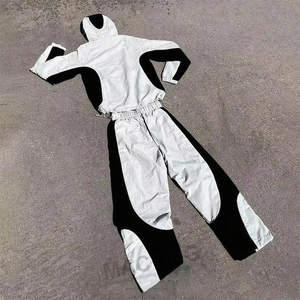 Custom Plain Streetwear 2 Pieces Sports <b>Running</b> Track Suit Nylon <b>Reflective</b> Windbreaker <b>Jackets</b> - Product Image 2