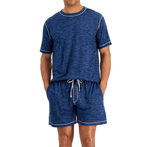 Men's Summer Solid Color Casual Fashion <b>Set</b> Breathable Small <b>Square</b> Collar T-shirt Shorts <b>Set</b> - Product Image 3