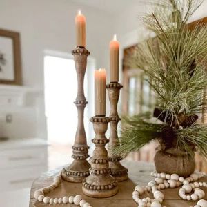 Antique Wooden Candle <b>Holder</b> Accent For Traditional Living Room Decoration Elegant Decorative Tabletop Arrangement Styling - Product Image 4