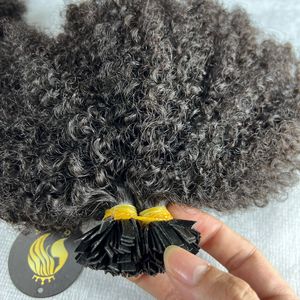CDYHAIRVN Extensions de cheveux afro crépus à pointe kératine, cheveux humains à texture naturelle et épaisse, pré-collés pour fusion - Product Image 1
