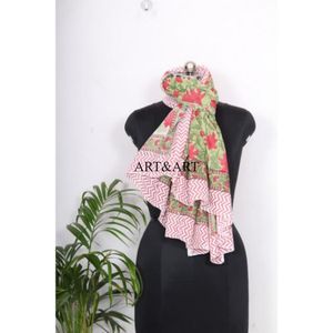 Pareo de algodón con diseño floral, estampado a mano con bloques de madera, pañuelo de alta demanda, cubierta de playa, sarong indio suave, precio al por mayor - Product Image 4
