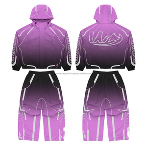 Survêtement unisexe personnalisé, coupe évasée, style football, ample, en polyester, zippé, coupe-vent d'hiver, en nylon, pour hommes - Product Image 3