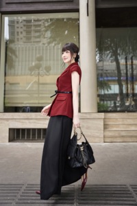 Women's Black Polyester Spandex Wide Leg <b>Split</b> Pants Casual Office High Waist Designer <b>Trousers</b> Fashion Pants ELOWEN - Product Image 4